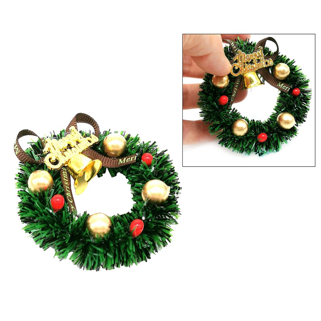 Mini Christmas Wreaths Xmas Art Supplies for 1/12 Dollhouse Christmas Crafts and Decorations