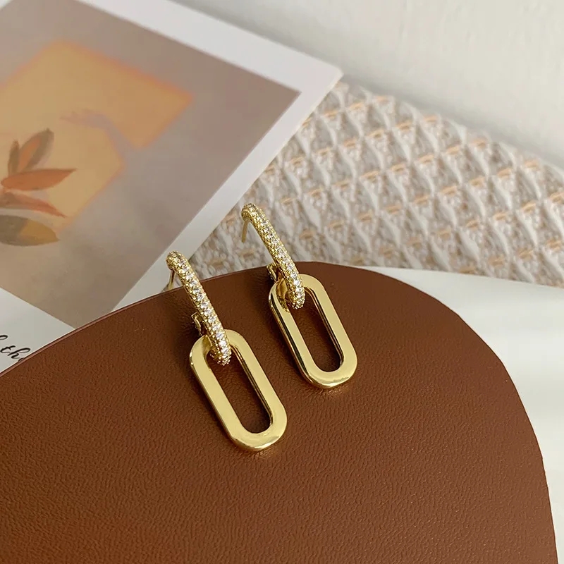 Retro oorbellen met zirkonia steentjes, goud- en zilverkleurige geometrische, onregelmatige ronde oorbellen voor dames en meisjes.