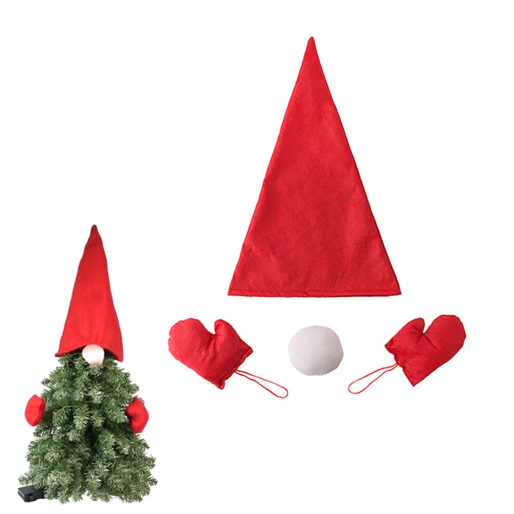 4Pcs Kerstboom Decor Hoed Neus Pop Gezicht Kerst Feestartikelen (Rood)