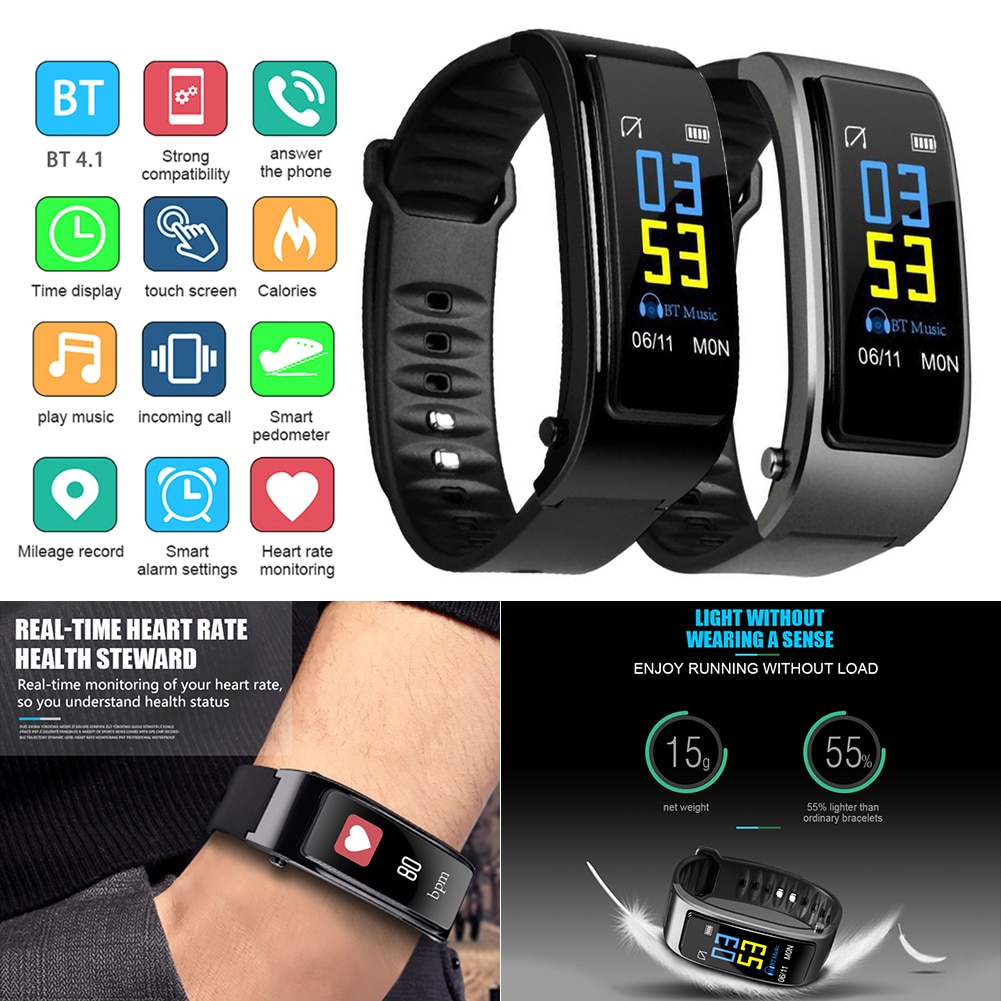 Y3PLUS Kleur Screen Smart Armband Fitness Hartslag Tracker Bloeddruk Polsband Met Bluetooth Oortelefoon Voor Ios Android.
