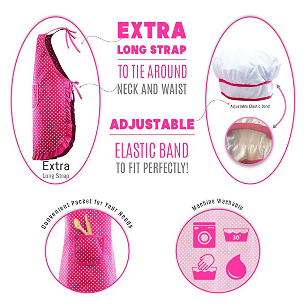 Portable Making Pastry Chef Costume Set for Kids Girls Cooking Game for Kids Child Baking Set Baking Clothes Apron