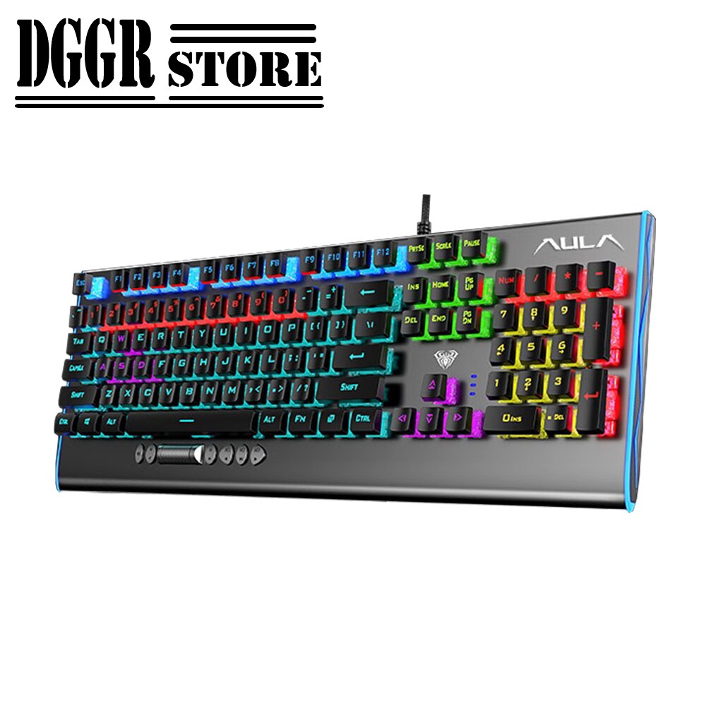 listing104-Key macro definition gaming keyboard desktop multimedia rotary button mechanical gaming keyboard+stickers