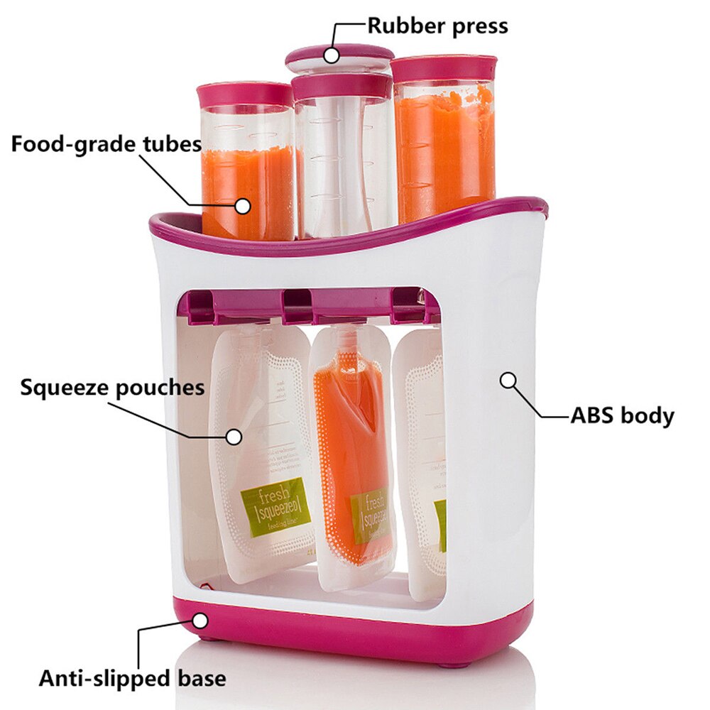Squeeze food station hjemmelavet børnemad dispenserposer babymad maker opbevaringspakke maskine juice puré pakke foderposer
