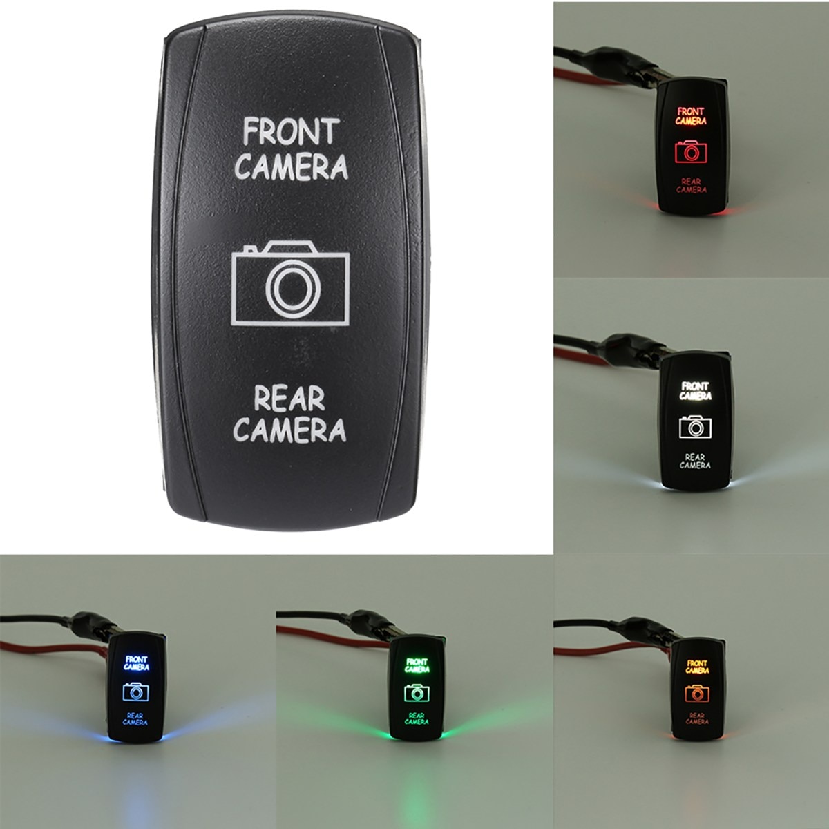 Universal Car 12V 7 Pins FRONT CAMERA REAR CAMERA Switch LED DPDT ON-OFF-ON Rocker Switch RV Boat
