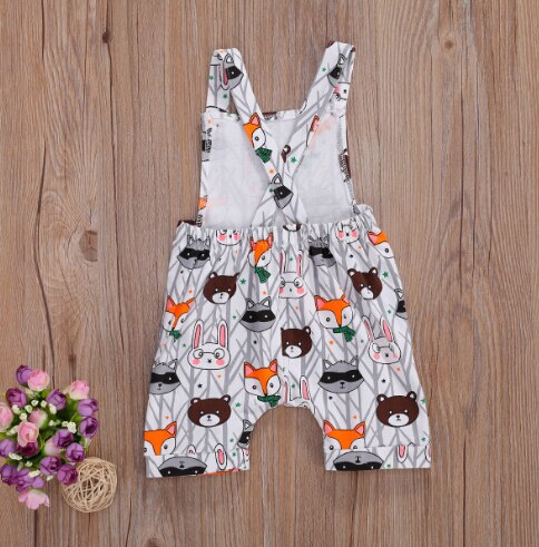 Neugeborenen Baby Jungen Mädchen Overalls Shorts Cartoon Tier Druck Ärmel Taste Overalls Outfits Größe 0-24M