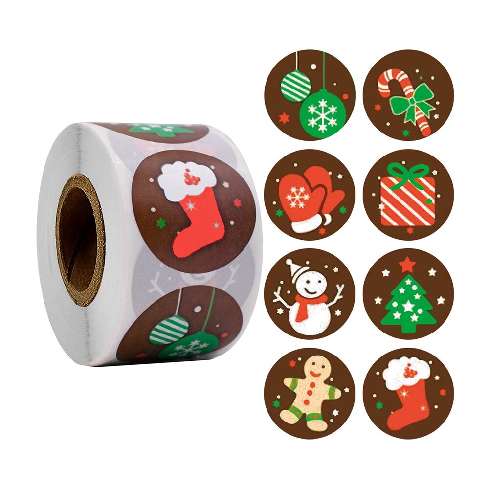 1 rol rond 13 ontwerpen vrolijke kerststickers bedankt stickers sluitlabels voor enveloppen kaarten verpakking scrapbooking: En