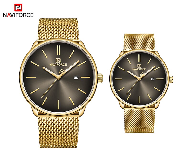 NAVIFORCE Couple montre hommes montre Simple de luxe Quartz montre-bracelet femmes horloge pour mâle femelle étanche amoureux mince montre: GB MEN and WOMEN