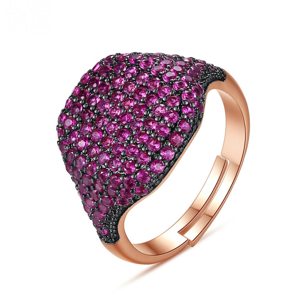 Bilincolor rose gold black cz adjustable open ring for women