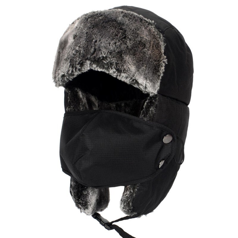 Män kvinnor friluftshatt maskerad pälsmössa vinter dam tjock varm hålla öronskydd cykel cykling skid hatt: B