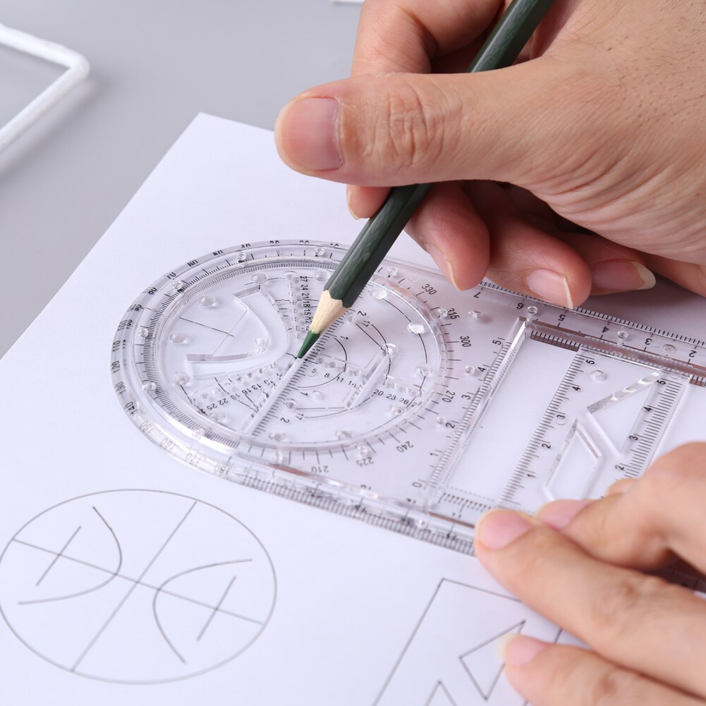 Multifunction Geometric Ruler Geometric Drawing Template Measuring Scale Tool for School Architecture Drawing Rulers Supplies