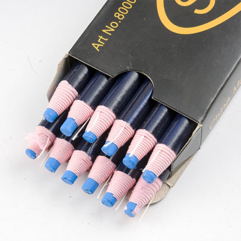 STANDARD Sewing Chalk/Crayon/Pastel Cut-free Sewing Pen For Tailor Clothes/Garment/Fabric Sewing Tools Pencil/Chalk/Marker 8000: Blue-12piece