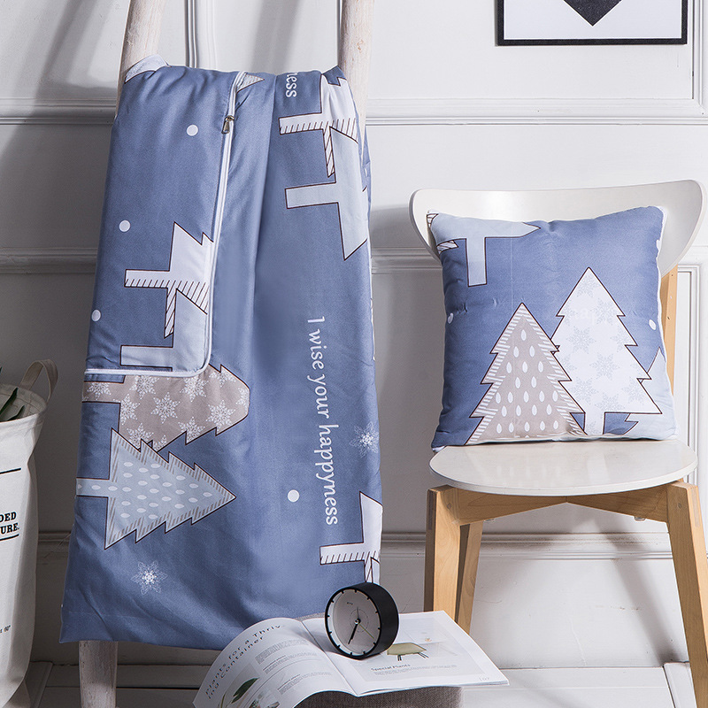 Pillow Quilt Dual-use Multi-Function Double Zipper Foldable Soft for Car Office Sofa P7Ding: Metasequoia