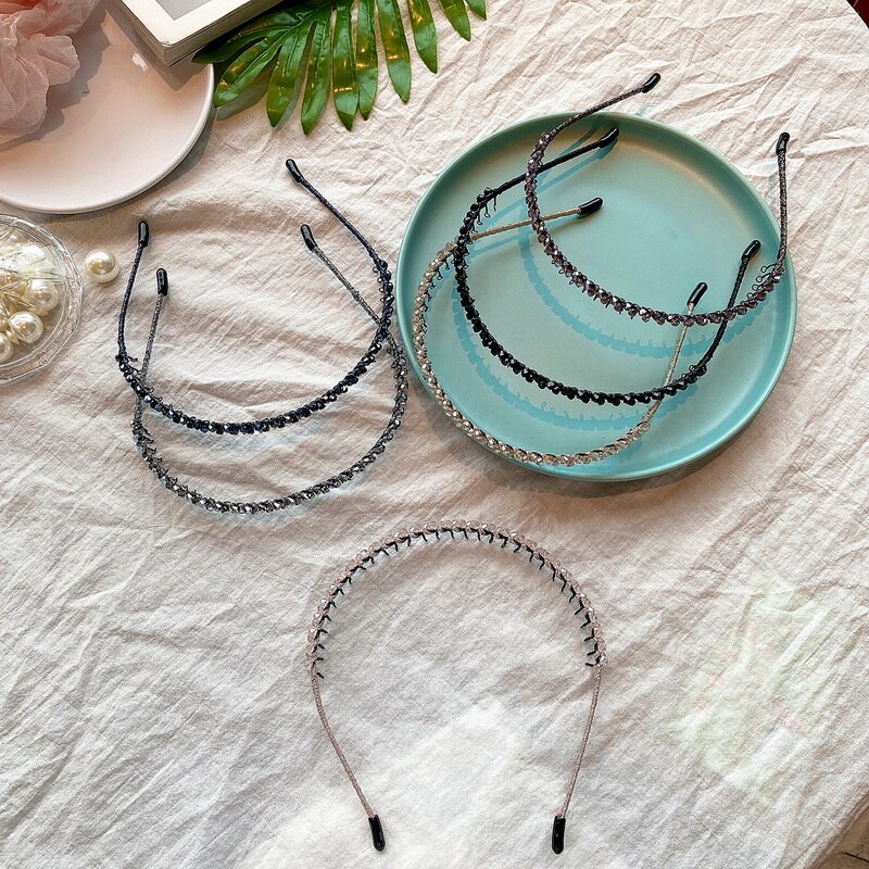 Diadema de cristal para el pelo para niña y mujer, accesorios para el cabello hechos a mano, diadema de Metal antideslizante