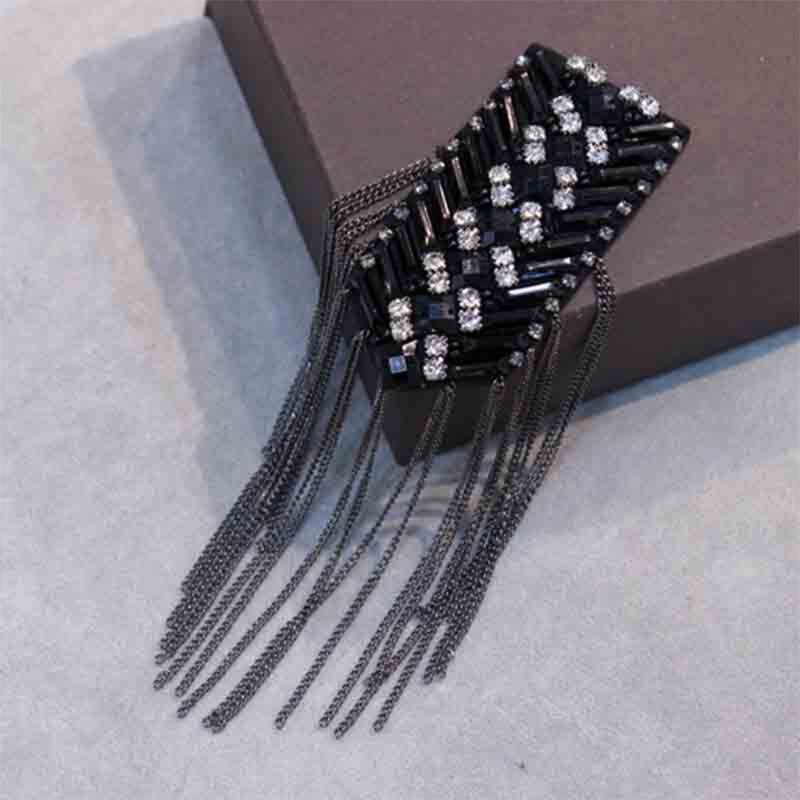 Hombreras con borlas para disfraz de escenario, accesorios para ropa, Parche de Metal con borlas de diamante