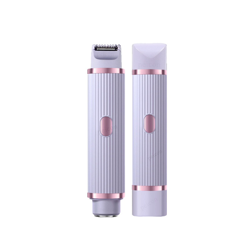 Maquinilla de afeitar eléctrica para mujer, recortador de pelo de Bikini para piernas y cuerpo, afeitadora de bigote facial portátil 2 en 1, depilación indolora para axilas: Morado