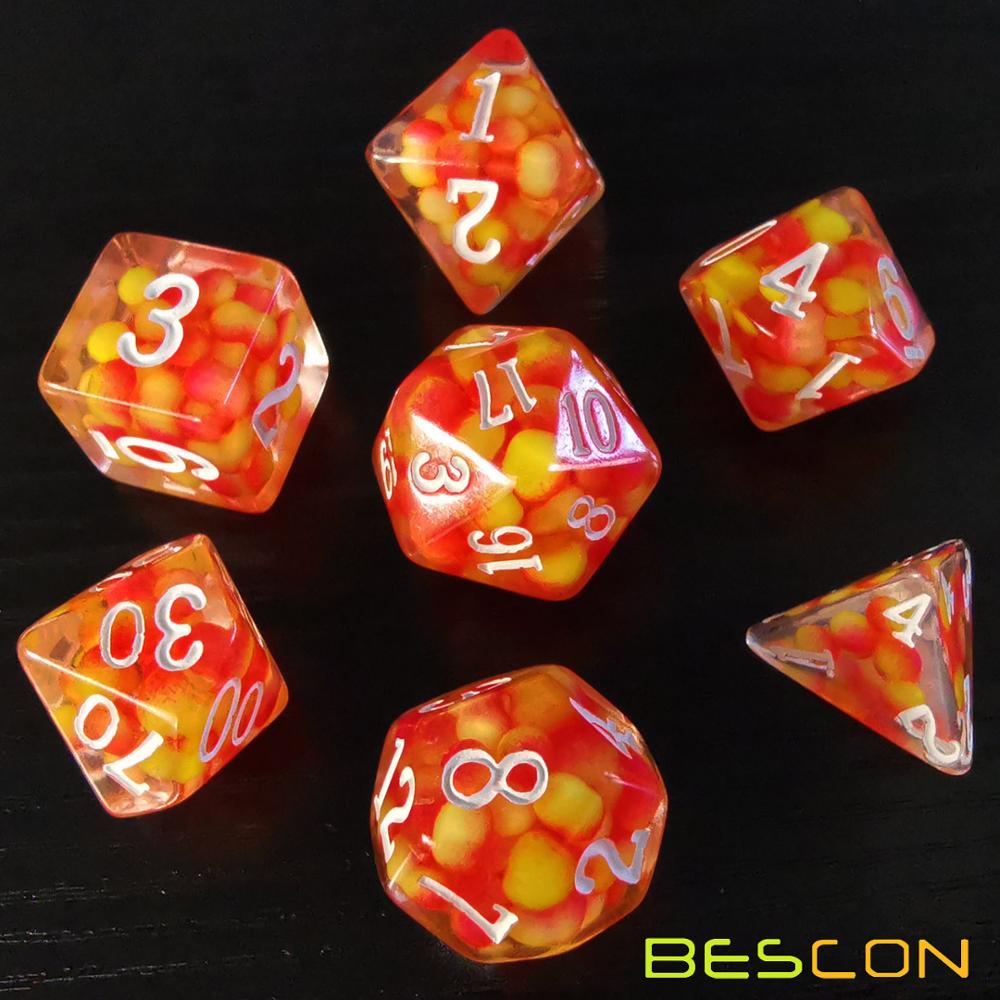 Bescon firey真珠多面体サイコロセット、火災の真珠ポリrpgサイコロセット 7