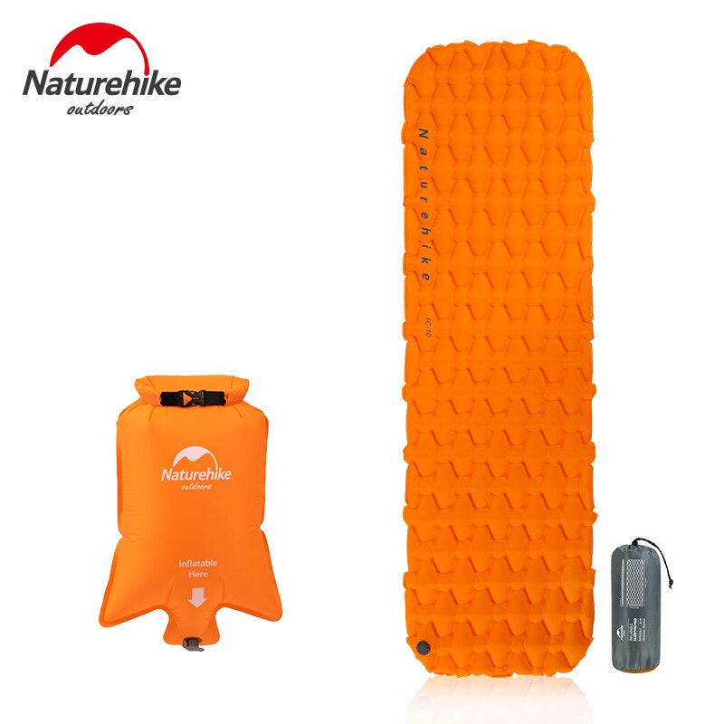Matelas gonflables d'air de coussin de couchage de Camping de naturetrekking avec le coussin de couchage extérieur ultra-léger d'oreiller pour la randonnée Trekking: Orange with air bag