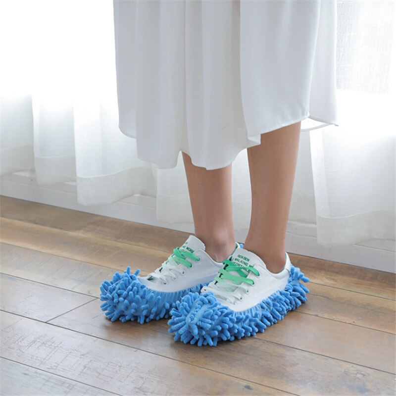 Clean floor slipper Chenille slipper slipcovers Lazybones mop the floor clean the floor disassemble and wash the floor: Color random 1 pair