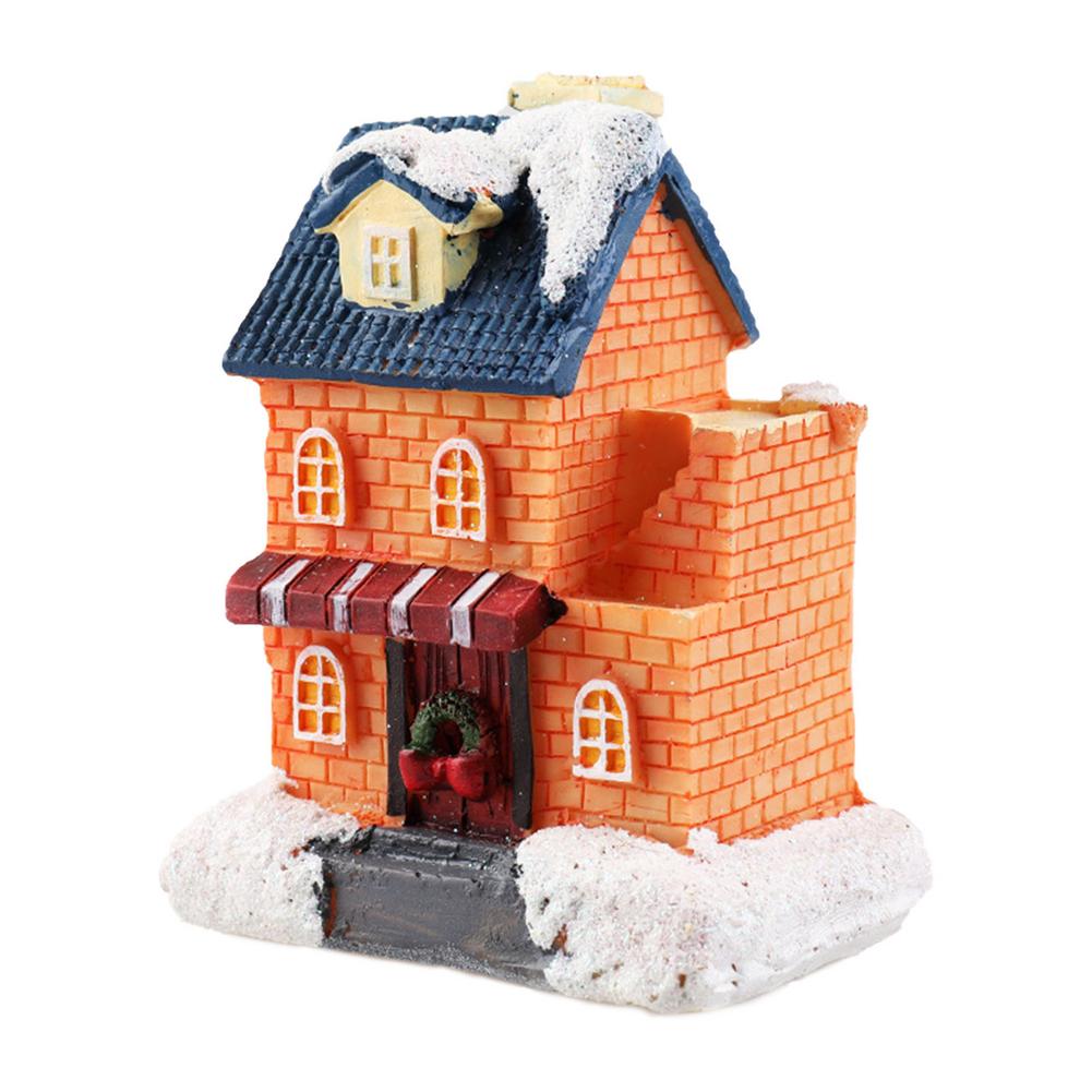 Christmas Decorations Lighthouse Christmas Scene Village Houses Town With Warm White Dream European Style Snow House Kids 1: 04