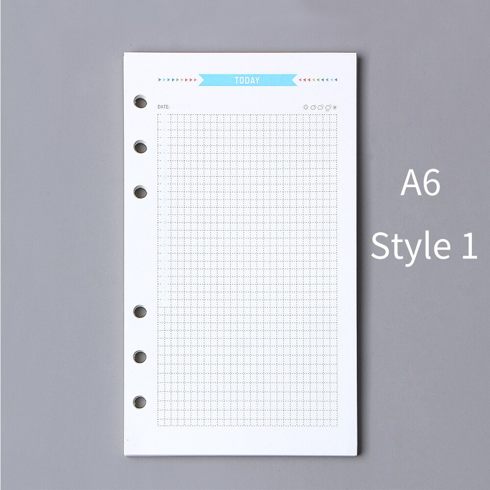 Agenda en espiral con 6 agujeros, planificador con papel interno, diario semanal, Plan mensual para hacer lista, página colorida para cuaderno de hojas sueltas A6/A5: A6-style1