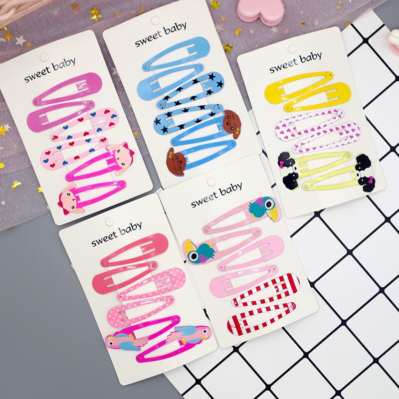 6PCS Neue Nette Cartoon Metall Druck Farbe Tier Baby BB Clips Kinder Headwear Kinder Zubehör Mädchen Haarnadeln Haar Clip