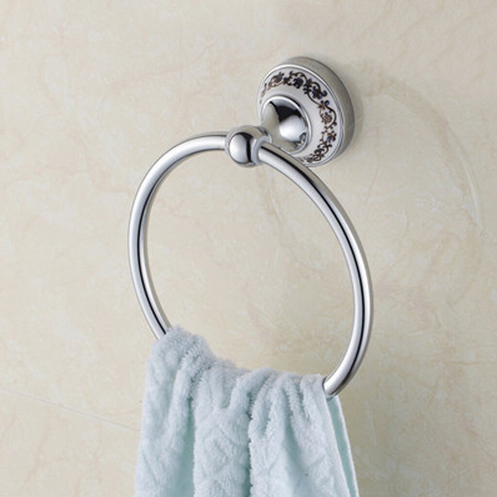 Soporte de toalla de mano para baño, colgador de anillo de toalla colgante, accesorios de baño para Hotel de estilo redondo, montaje en pared de acero inoxidable