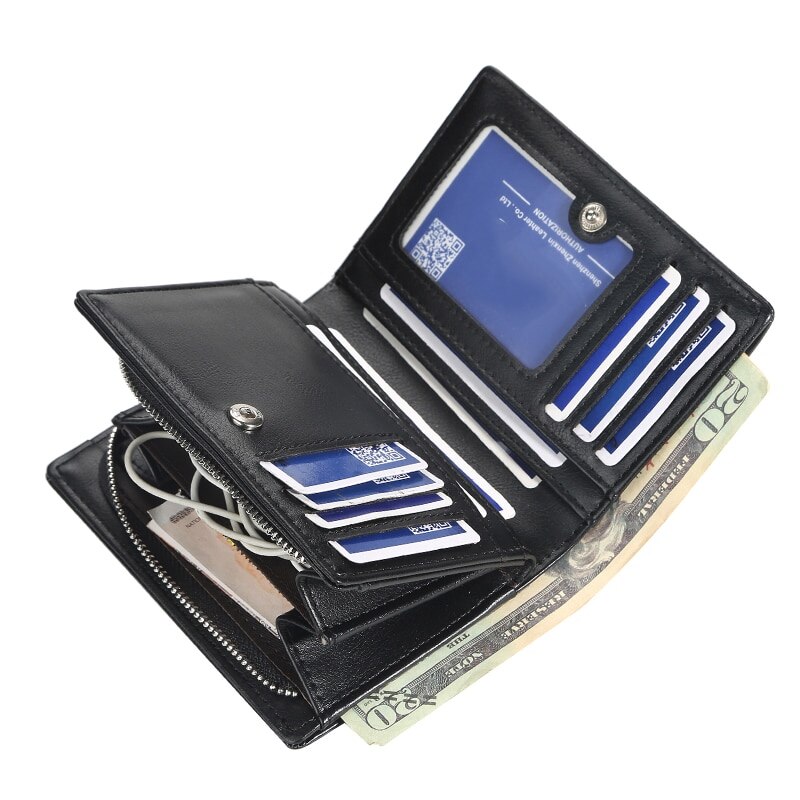 Men Wallets Minimalist Luxury Card Holder Purse Multifunction Leather Wallet For Male Zipper Wallet With Coin Pocket