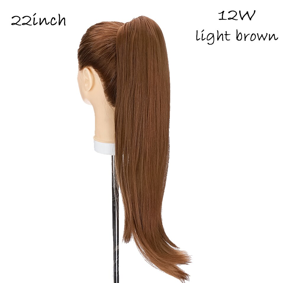 HAIRRO-extensiones de cabello sintético para mujer, extensión de cola de caballo con Clip, 22 pulgadas: light brown