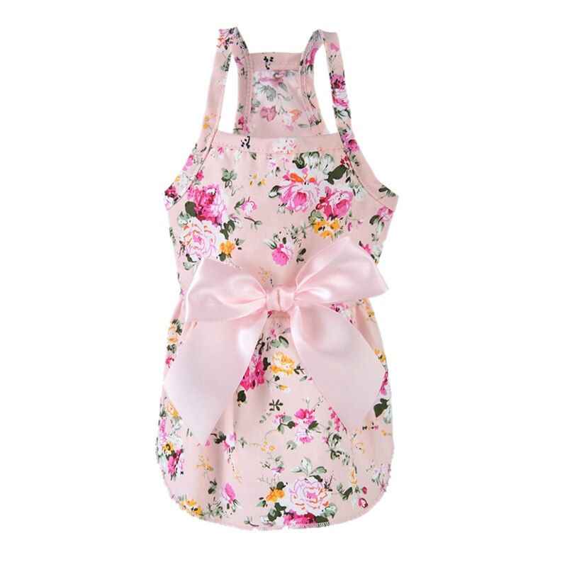 Cão floral grande arco vestidos sem mangas vestido de casamento do cão de estimação para chihuahua roupas filhote de cachorro gato suprimentos xs/s/m/l: Rosa / PP