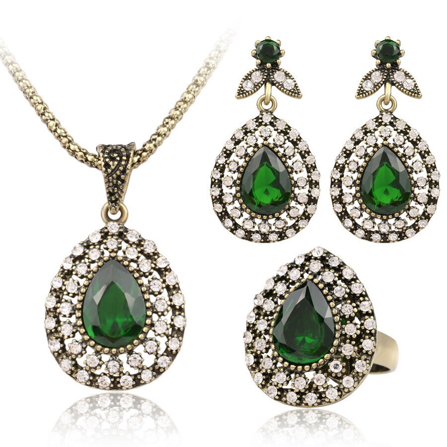 Wbmqda – ensemble de bijoux en forme de goutte d&#39;eau, couleur Bronze antique, accessoires de mariage, à la , turquie, 3 pièces/lot