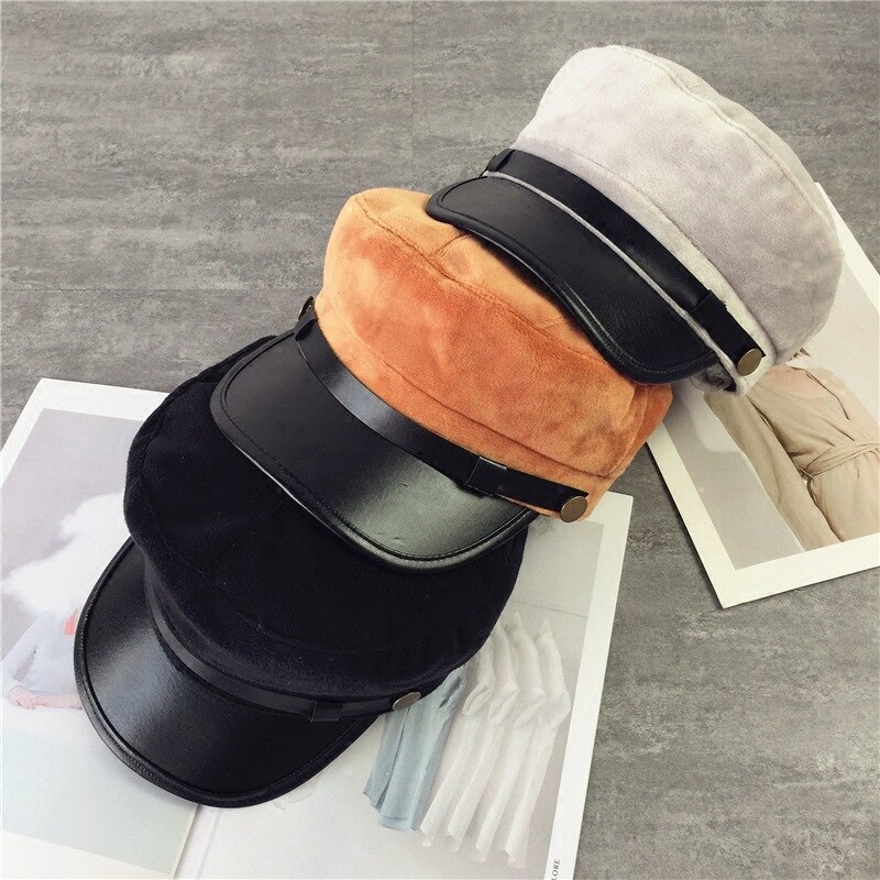 Winter Octagonal cap women men Hairy berets street style beret caps brand hats Newspaper Cap for 90s Girls