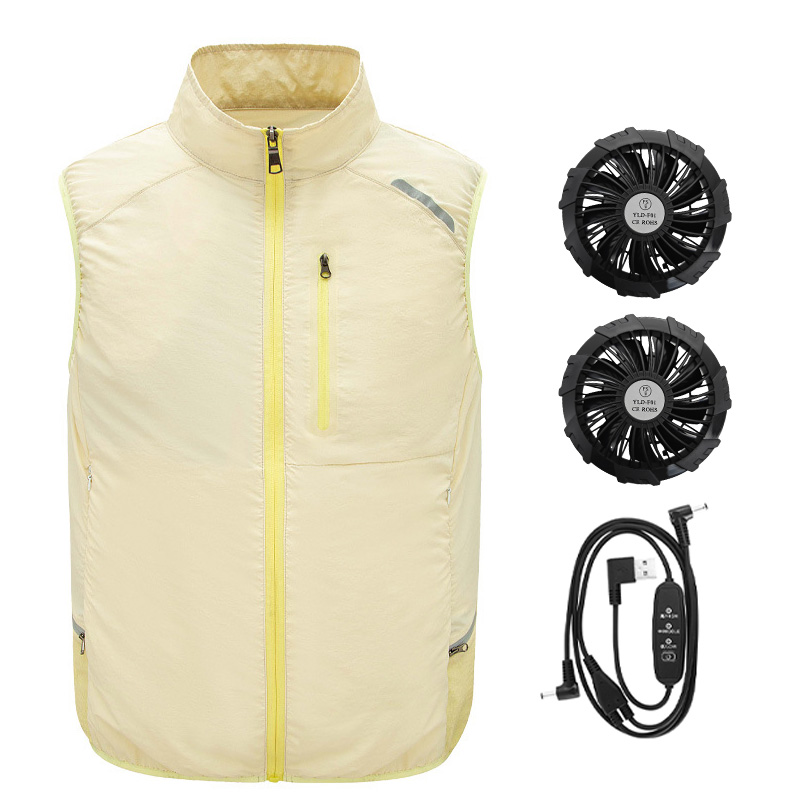 De nieuwste zomerkleding met airconditioning voor mannen en vrouwen, geschikt voor buitenactiviteiten, zoals fietsen, vissen, enz., inclusief koel- en ventilatorkleding.: Xxl / Zwart