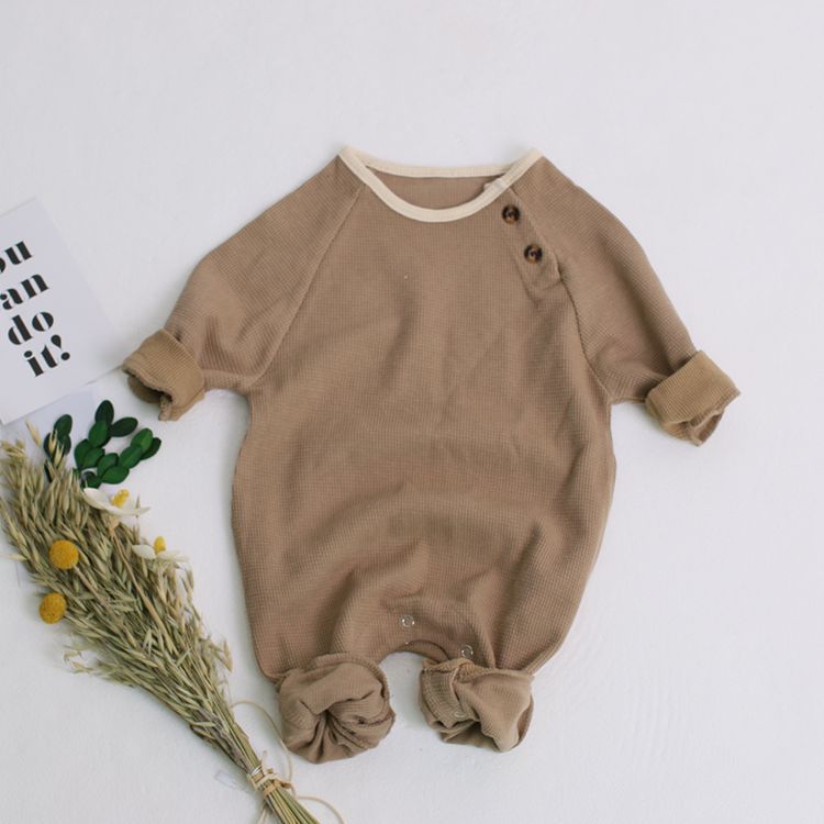 Baby Jongens En Meisjes Een Stuk Baby Lange Mouw Romper Pasgeboren Meisje Kleding: Bruin / 3M