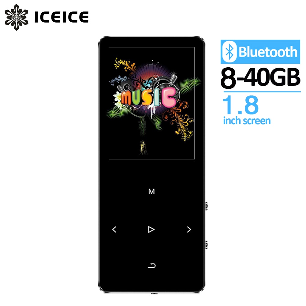 ICEICE MP3 Player with Bluetooth Touch Keys Built-in Speaker 8GB 16GB 32GB 40GB HiFi Portable Walkman Radio FM Recording MP 3