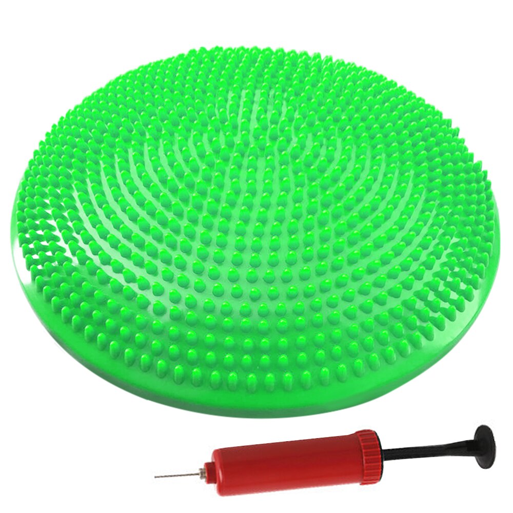 33CM Yoga Balance Disc Inflatable Stability Wobble Cushion Free Hand Pump PVC Anti-slip for Adults and Kids Improve Balance: Green