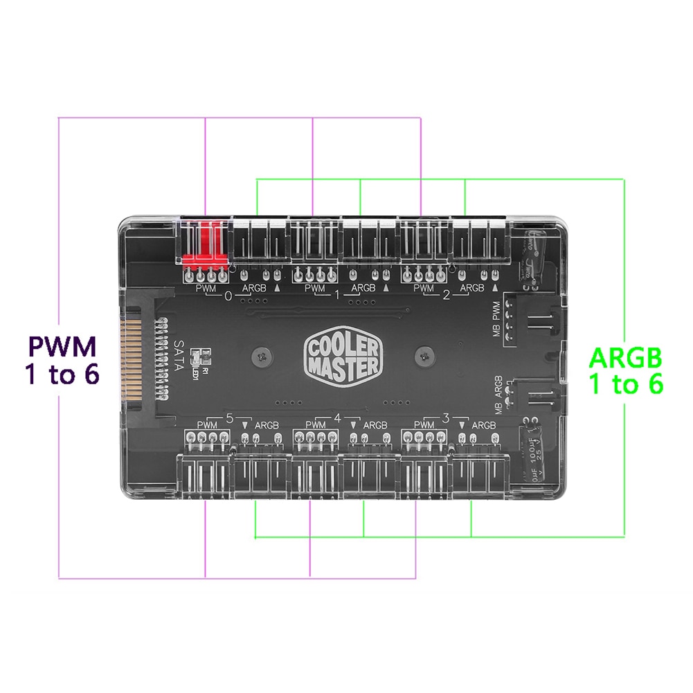 4 pin pwm 3 pin adresserbar rgb adapter 1 to 6 pwm argb ventilator hub bekvemt enkel installation til desktop pc