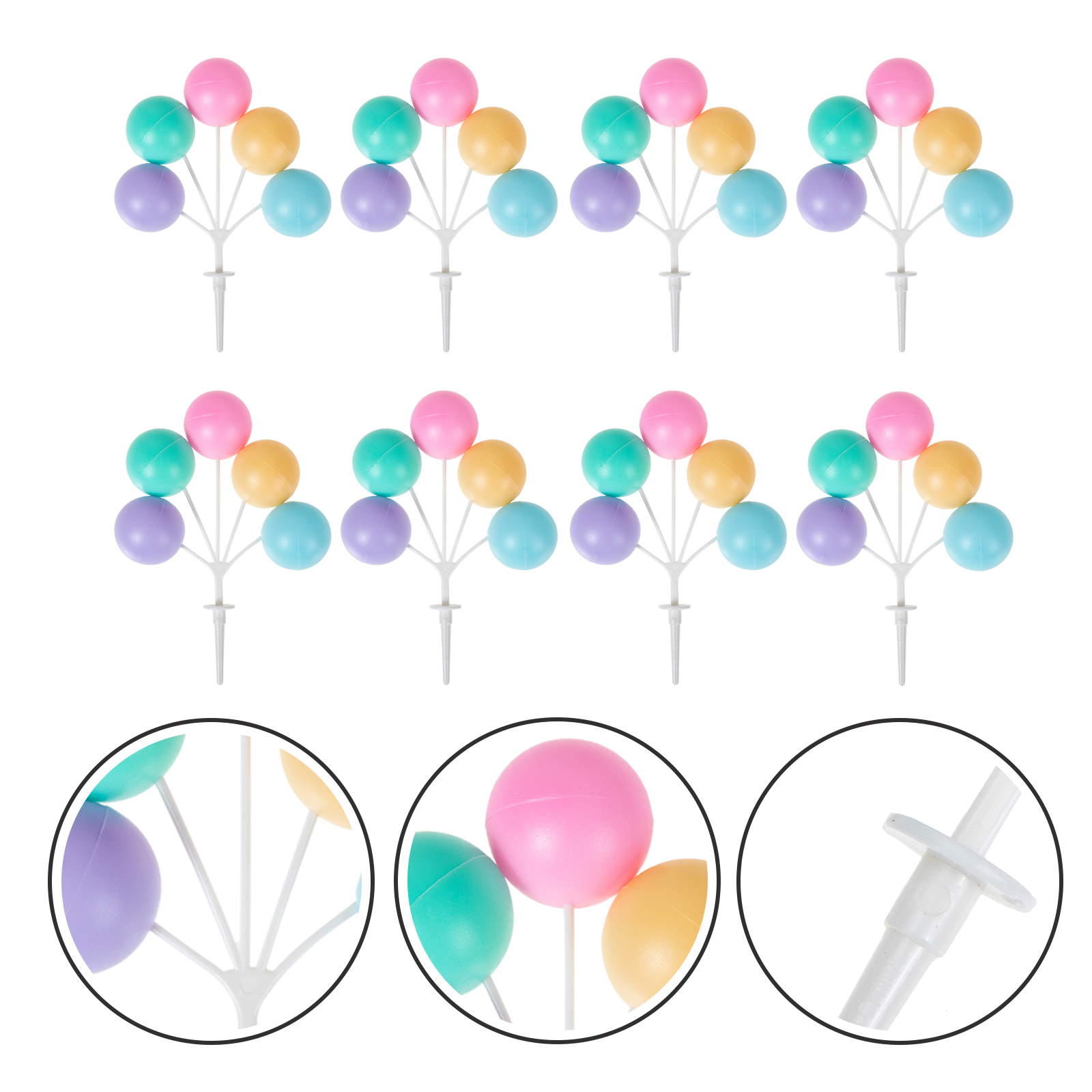 8 Pcs Cake Picks Cupcake Toppers Dessert Inserting Adorns Balloon Shape Toppers: Macaron color