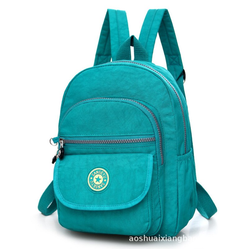 Mochila escolar informal de nailon para mujer, Mochila pequeña e impermeable, bolso de hombro, bolso de mano de capacidad Simple, mochila para chicas: green
