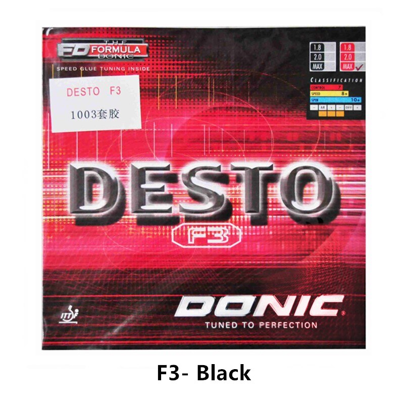 DONIC-tenis de mesa con esponja de ping pong, tenis de mesa, Control de granos de ataque rápido, F3: Black