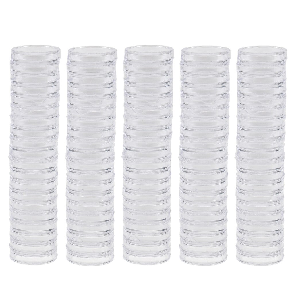 Magideal 100 Stks/partij Clear Ronde Plastic Coin Capsules Container Opslag Houder Case 19Mm/22Mm/28Mm/30Mm/37Mm/38Mm
