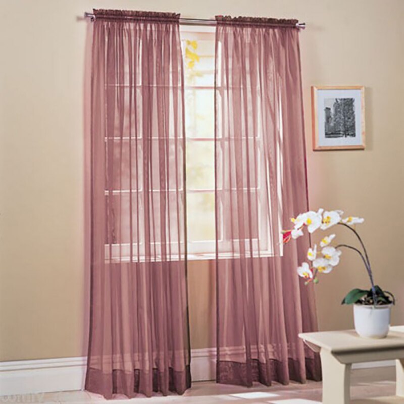 Solid Color Voile Sheer Curtain Panel Window Curtains 100*200cm Pink Yellow: no11