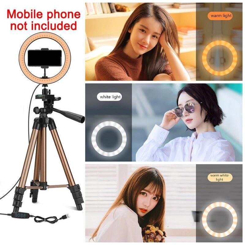 LED Selfie Ring Licht mit 50 Zoll Stativ USB Selfie Licht Ring Lampe Fotografie Ringlight für praktisch Video Halfter