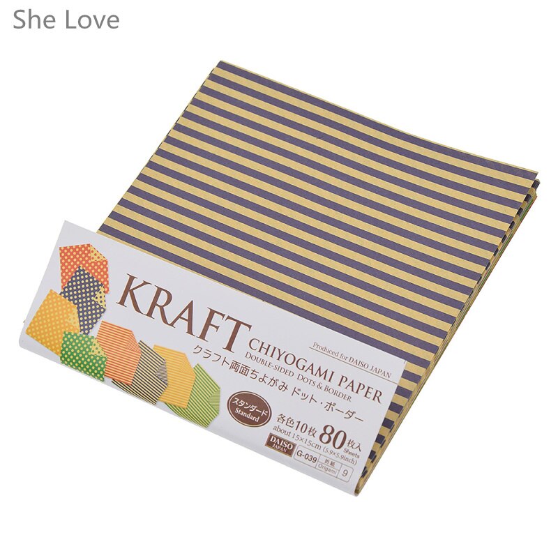 Chzimade 80 Sheets Mixed 8 Desgns DIY Folded Origami Kraft Paper Polka