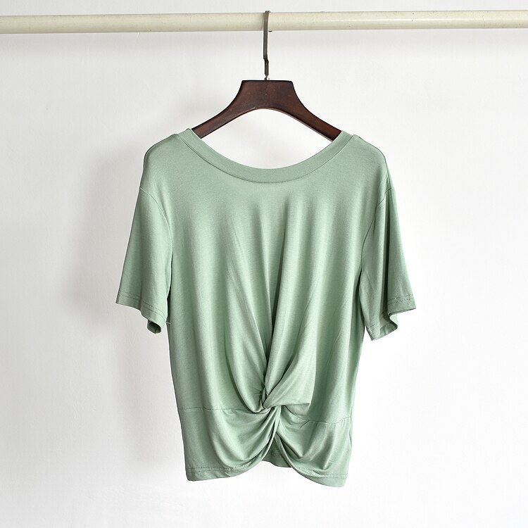 Latinsk dans træningstøj kvinder toppe korte ærmer knyttede dans toppe hip hop jazz danse tøj t-shirt performance outfit  l4065: Grøn / M