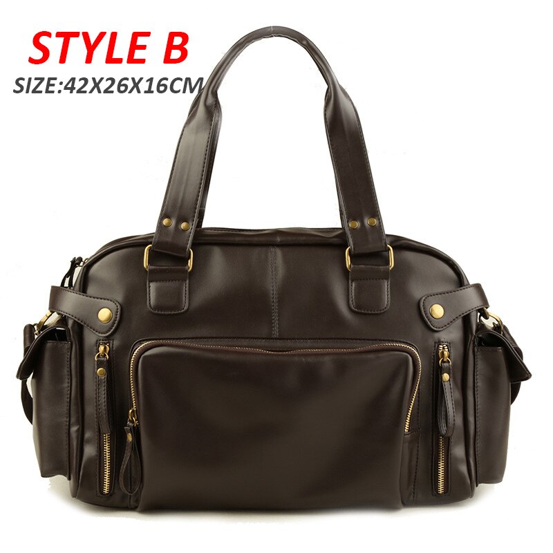 Borse da viaggio per uomo borsa da viaggio borsa da uomo impermeabile Oxford PU borsone borsa da esterno di grande capacità borse a tracolla multi-tasca XA741ZC: Brown B PU