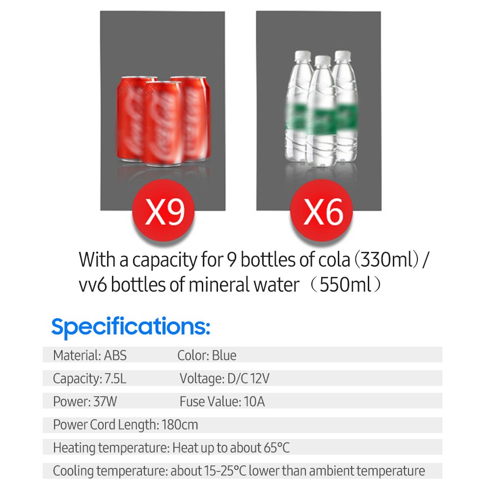 12V Car Refrigerator 7.5L Mini Portable Car Fridge &amp; Warmer for Road Travel Camping Freezer Cooler Portable Mini Refrigerators