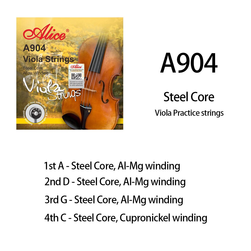 Alice Viola Strings 5 Sets/pack for Practice Steel Core and Alloy Winding Beginners Choice A903 A904 A905: 5 Sets A904