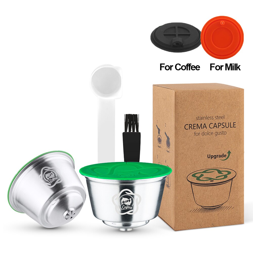 Icafilas Capsulas De Cafe Recargables Dolce Gusto Herbruikbare Hervulbare Capsules, Filters Voor Necafe Dolce Gusto Maker Koffie Pods: 2 pods 2lid
