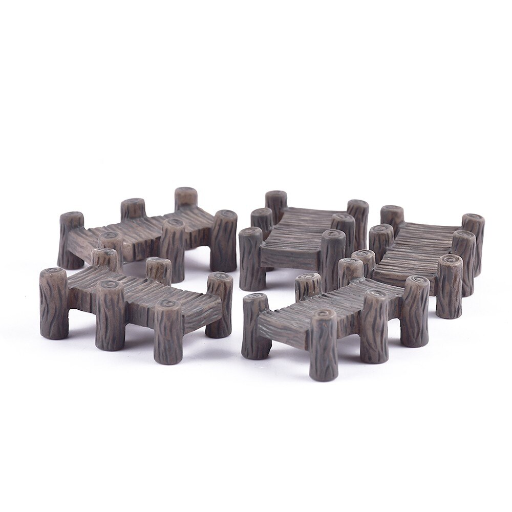 1 Set Mini Wooden Bridge Micro Landscape Resin Bonsai Figurines Fairy Garde Garden Decor Decoration Home & Kitchen Fairy