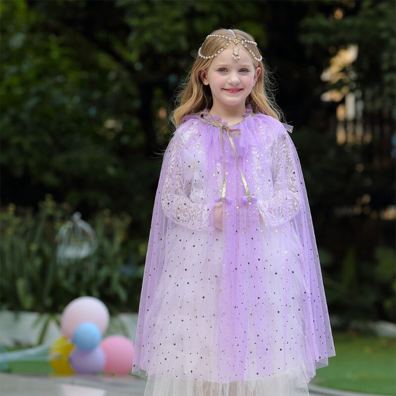 Capa de princesa colorida, capa de princesa con lentejuelas brillantes, vestido de fantasía de princesa, disfraz de , ropa de niña